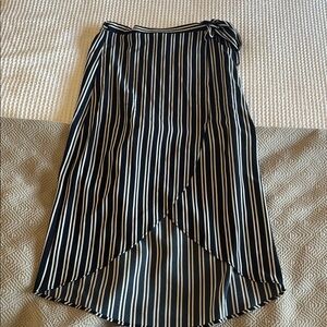 Lulus striped blue and white wrap skirt
